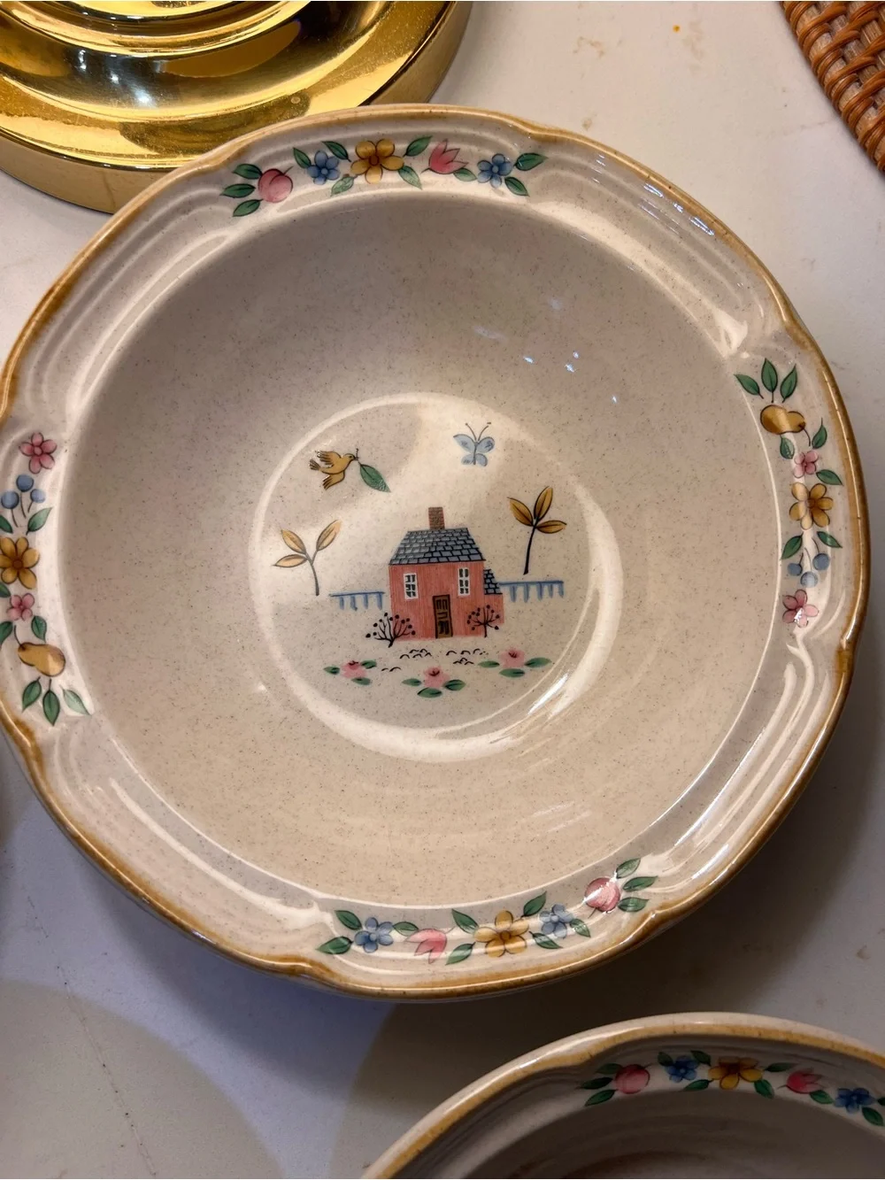 26 International Cream and Pink Floral Ceramic Bowls - Set of 4